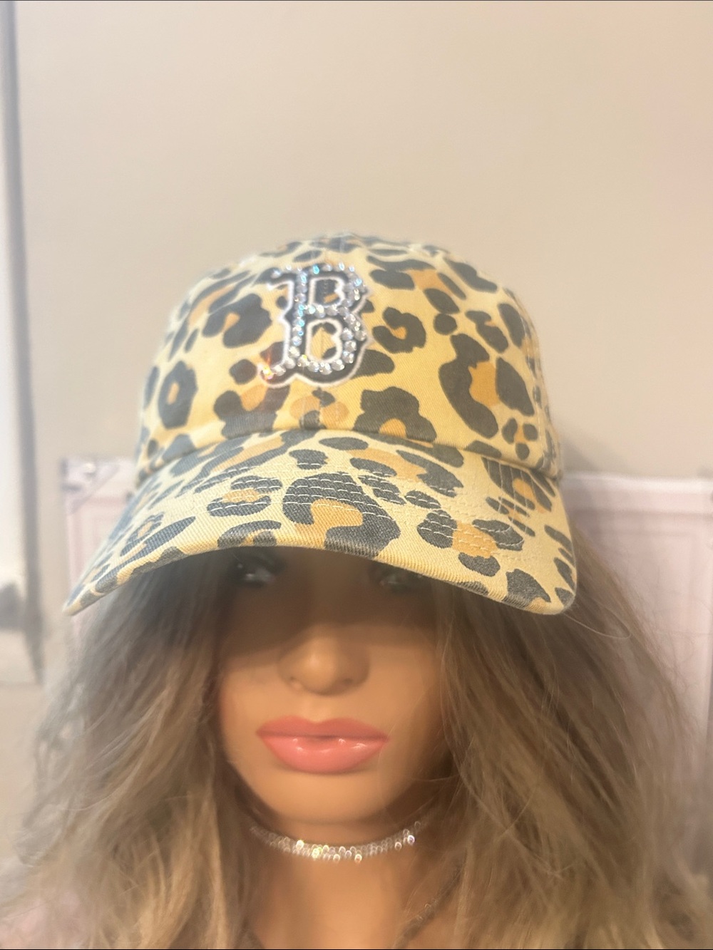 2 Embroidered 'B' Camouflage & Leopard Baseball Caps - Green & Yellow